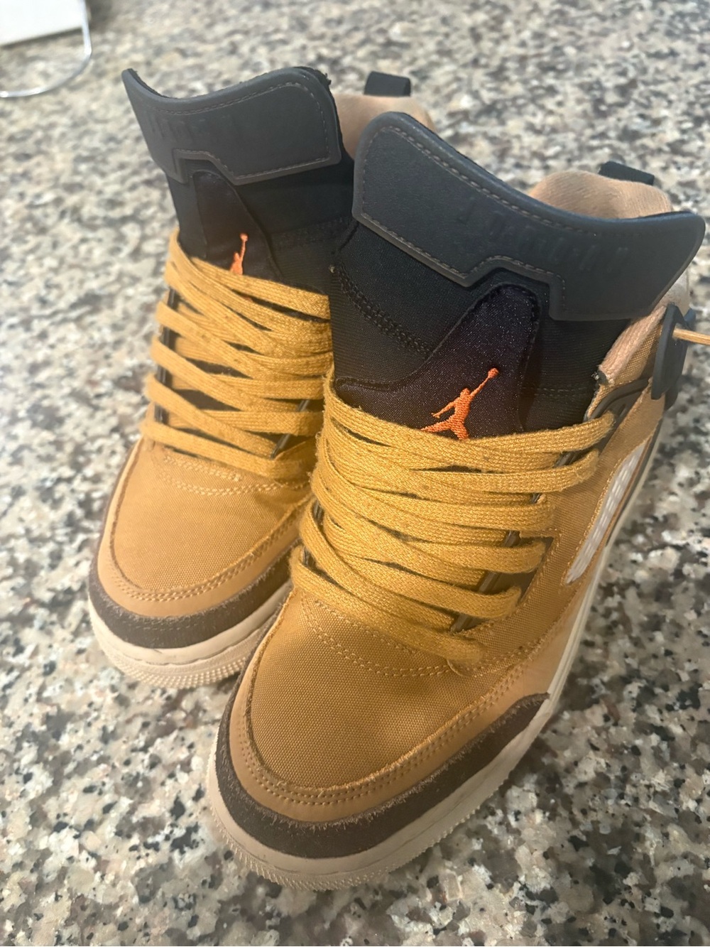 Jordan Wheat High-Top Sneakers with Orange Jumpman